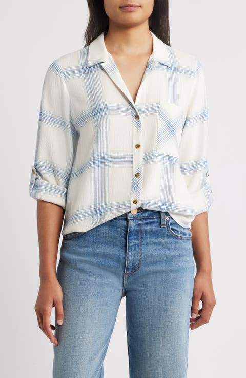 Lila Plaid Button-Up Shirt