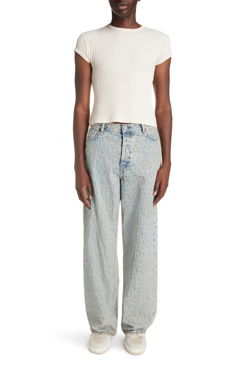 Acne Studios Waffle Knit Cotton T-Shirt, Alternate, color, Soft Pink