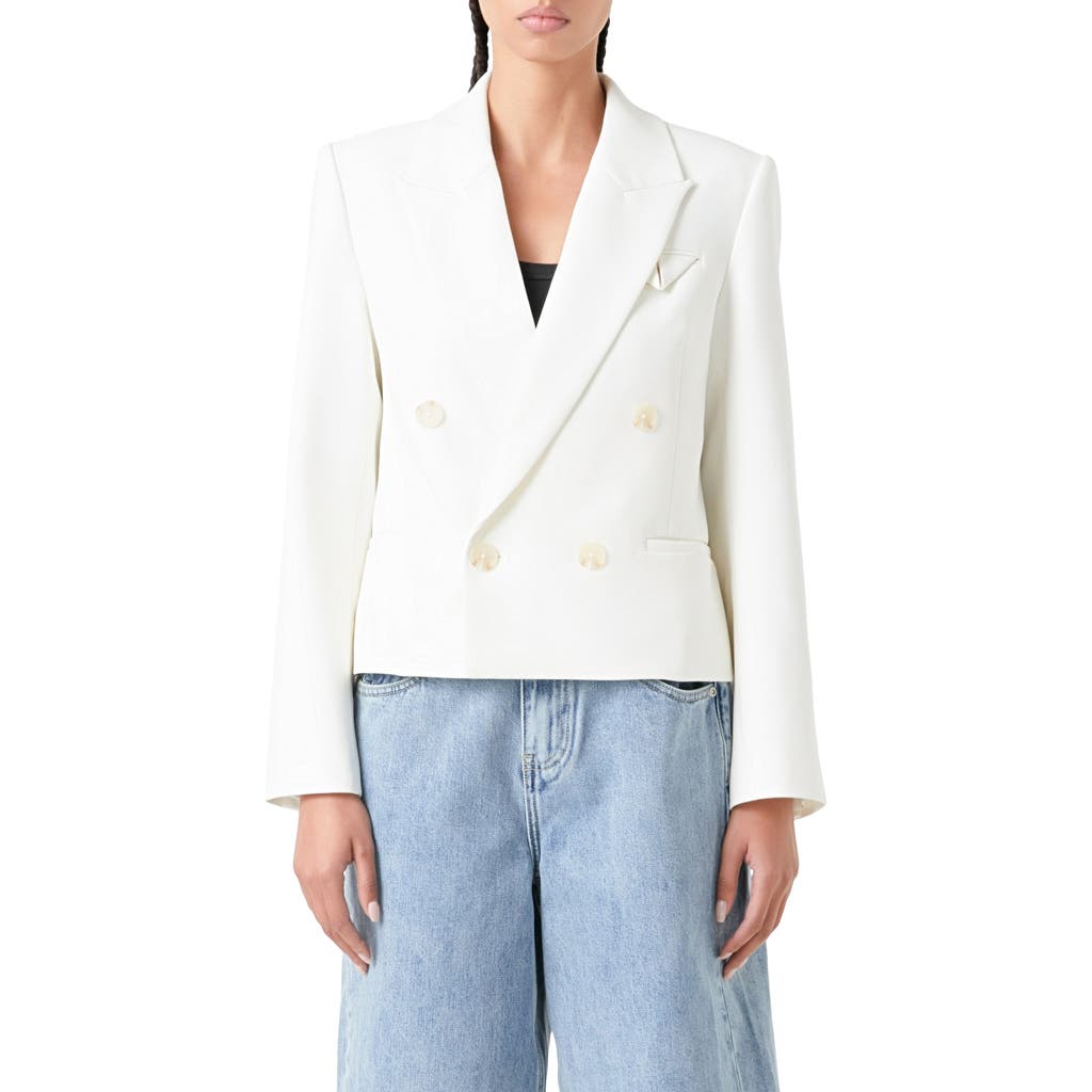 Grey Lab Women's Double Breasted Blazer In White