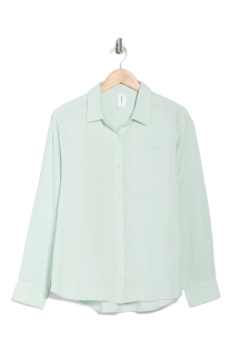Relaxed Long Sleeve Cotton Gauze Shirt, Alternate, color, GREEN JOYFUL