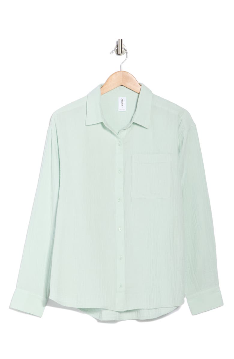 Abound Relaxed Long Sleeve Cotton Gauze Shirt, Alternate, color, Green Joyful