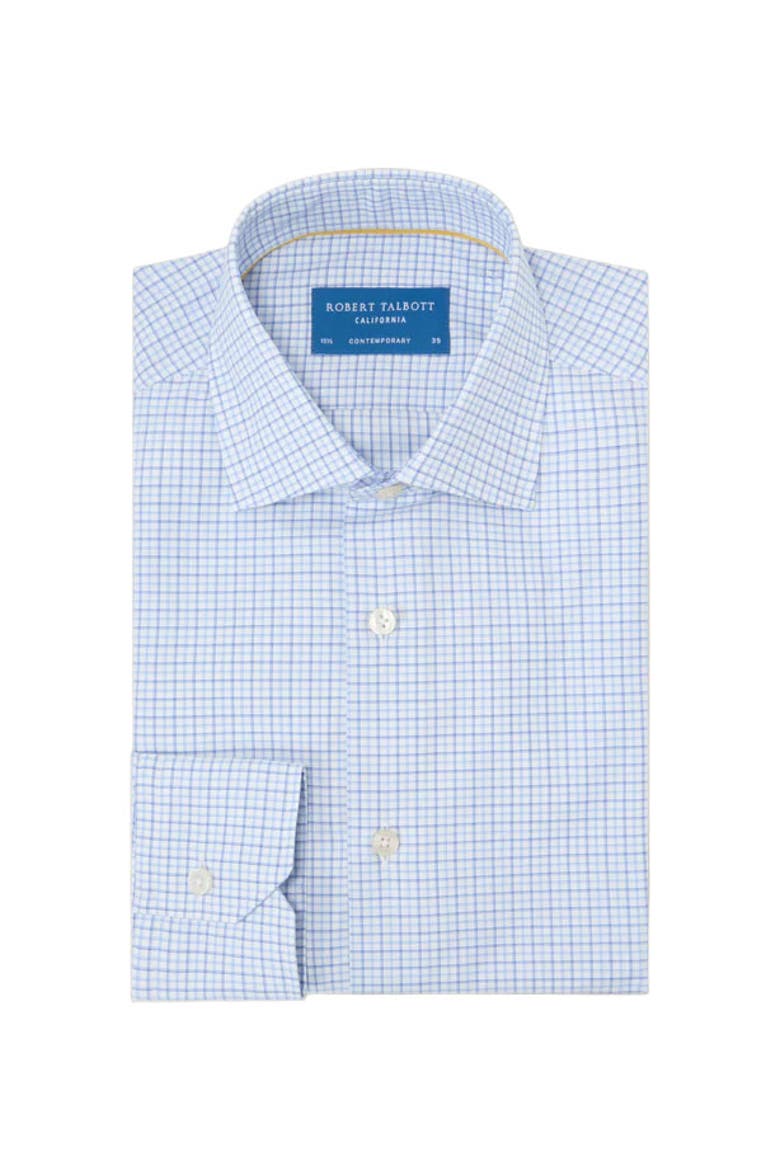 Reynolds Mini Tattersall Shirt in Contemporary Fit, Main, color, Blue