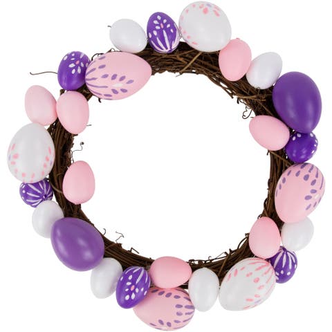 10" Pastel Pink, Purple and White Easter Egg Spring Wreath