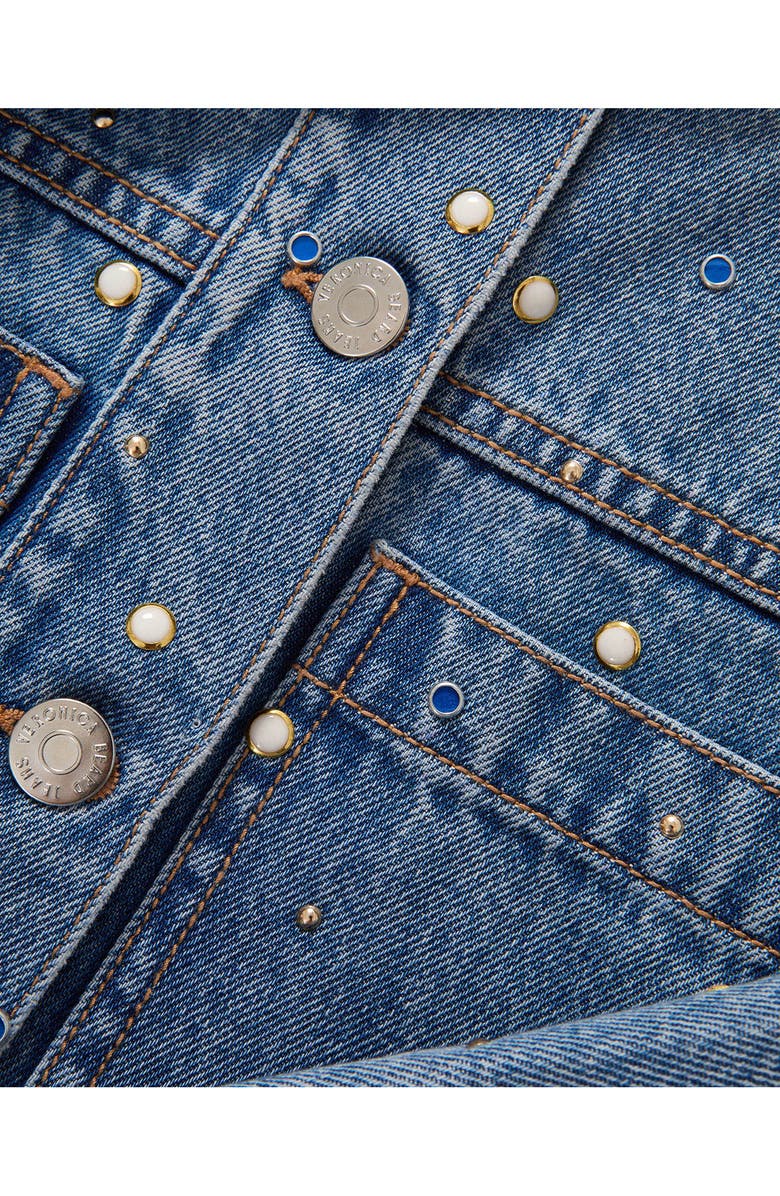 Veronica Beard Lowry Embellished Studded Denim Jacket, Alternate, color, Amethyst Frost