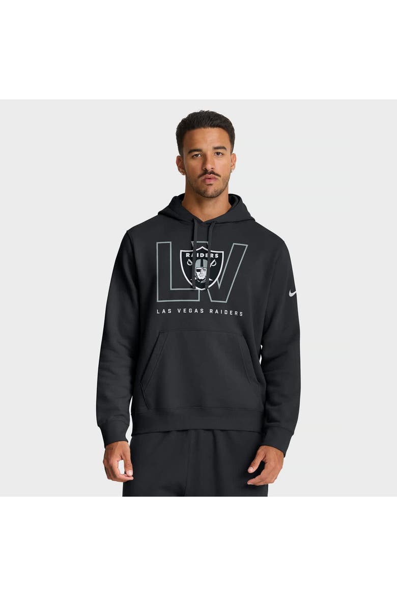 Men's Nike Black Las Vegas Raiders Busted Play Club Fleece Pullover Hoodie, Main, color, Black