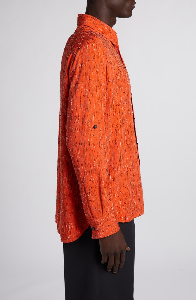 Bottega Veneta Texture Stripe Button-Up Shirt, Alternate, color, Tulip/ Black/ White