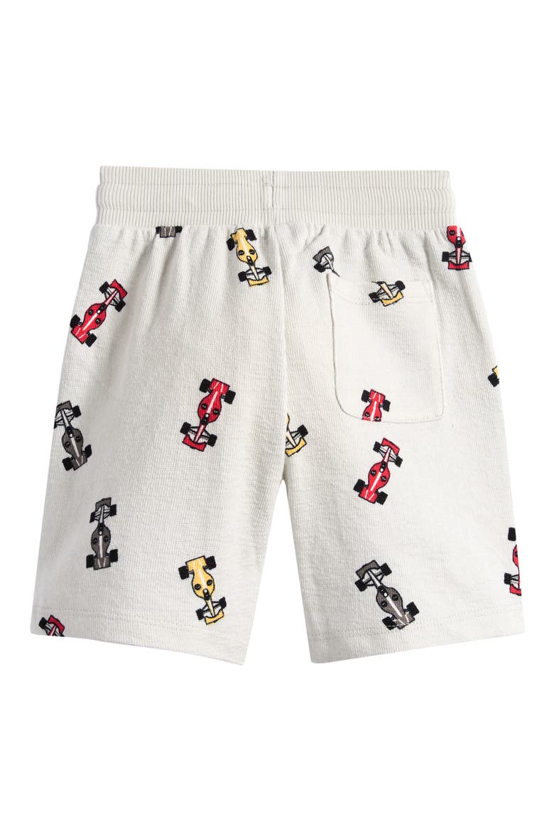 Kids' Race Car Print Organic Cotton Shorts, Alternate, color, LIGHT GREY