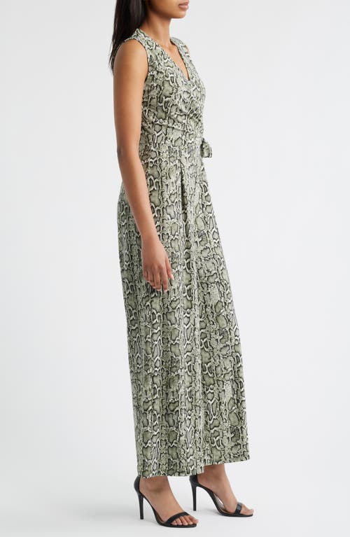 Anne Klein Wrap Bodice Print Jumpsuit