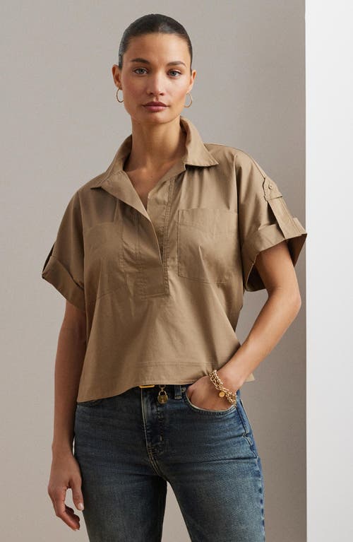 RALPH LAUREN LAUREN RALPH LAUREN COTTON BLEND CAMP SHIRT
