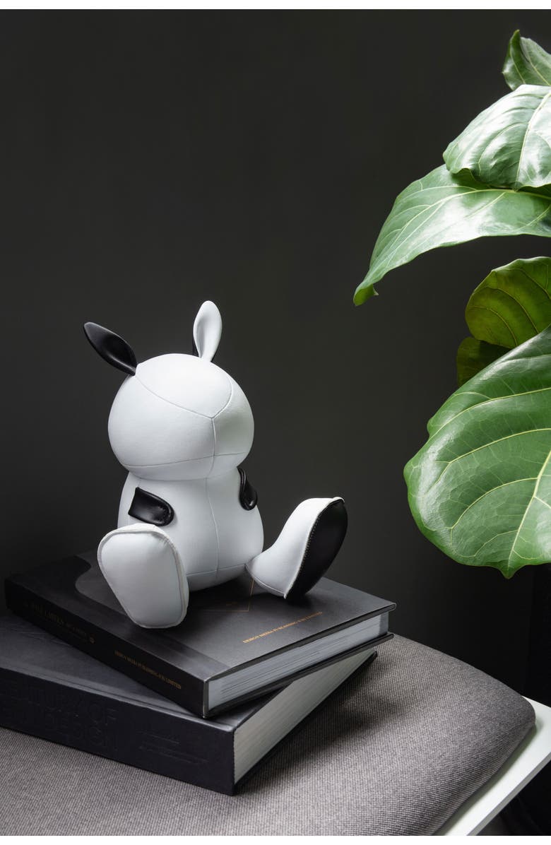 Zuny Rabbit Dafi Faux Leather Bookend, Alternate, color, White Black