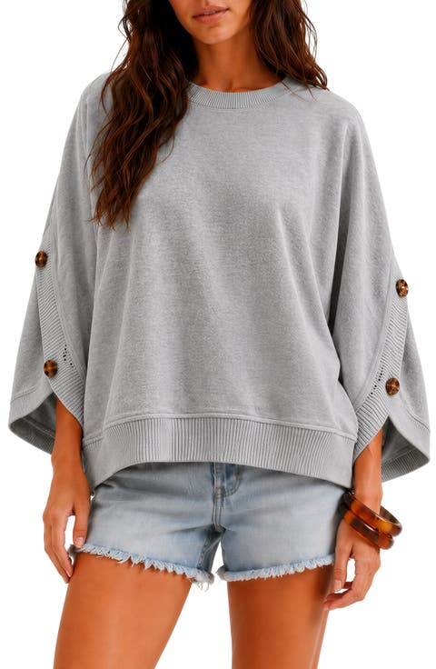 Geo Button Sleeve Cotton Sweater