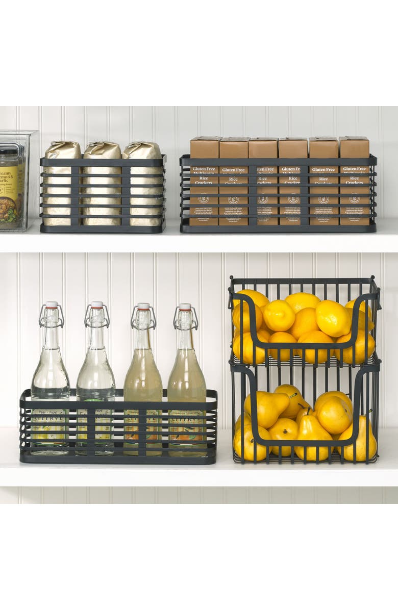 mDesign Metal Pantry Basket with Handles - Set of 4 - Matte Black, Alternate, color, Unspecified