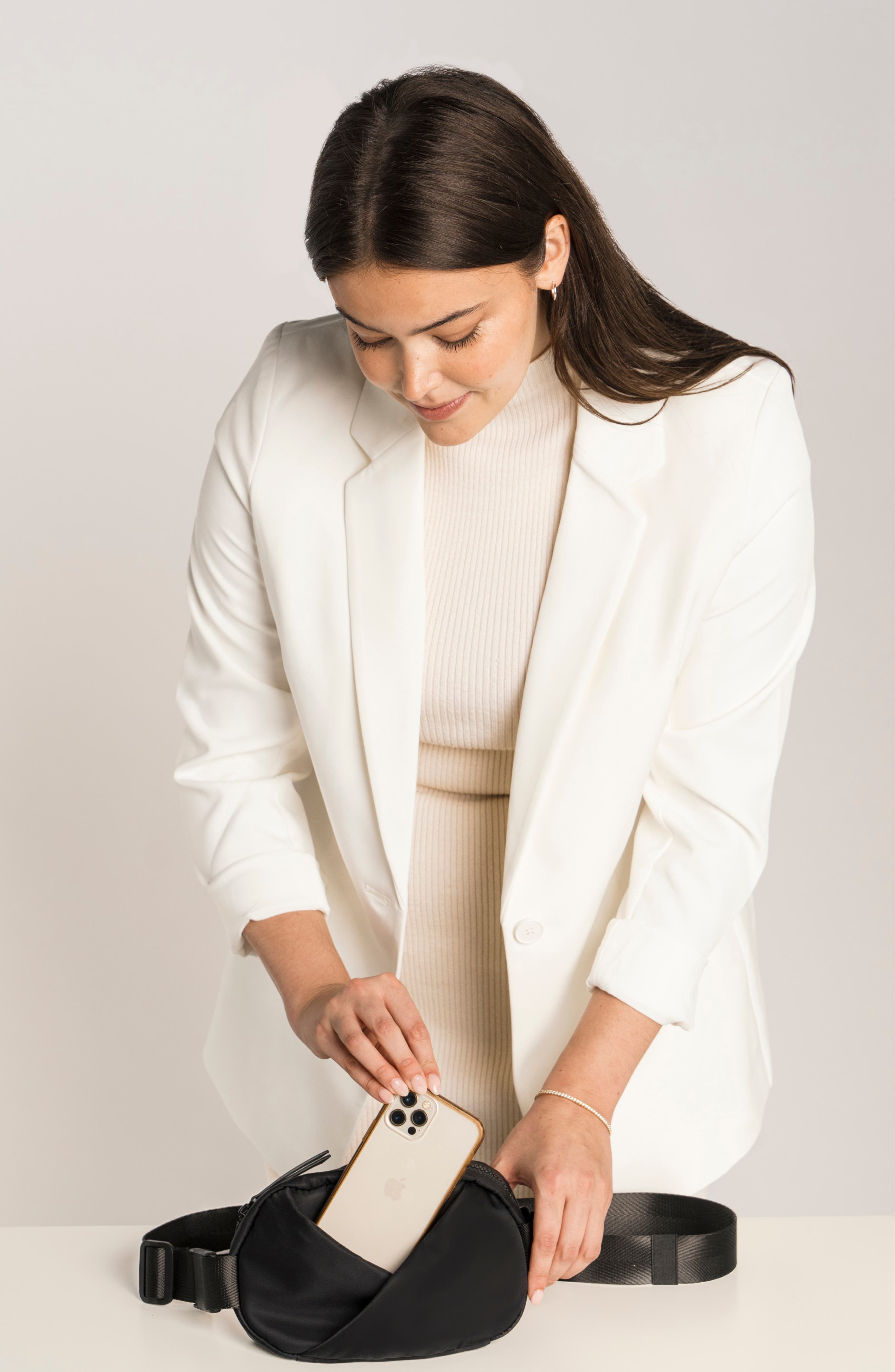 Lux and Nyx Origami Sling Belt Bag With Extender Strap, Alternate, color, Black