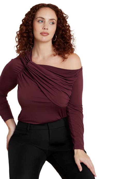 Shoulder-Twist Drape Top (Plus)