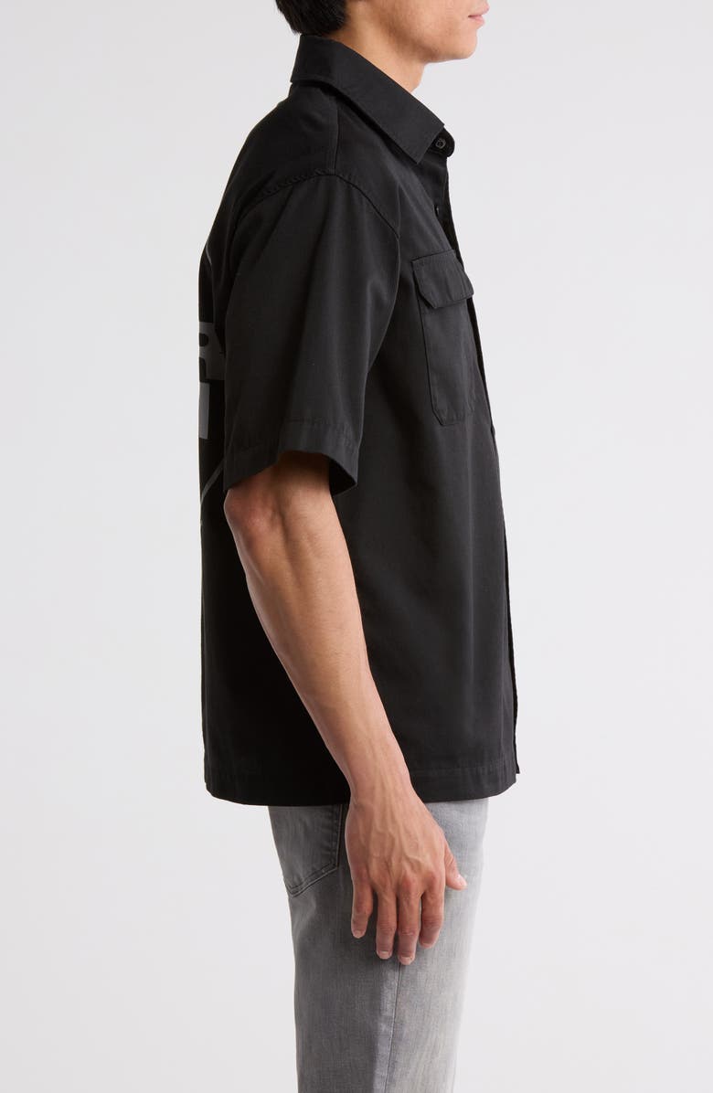 BOILER ROOM Core Oversize Short Sleeve Button-Up Shirt, Alternate, color, Black