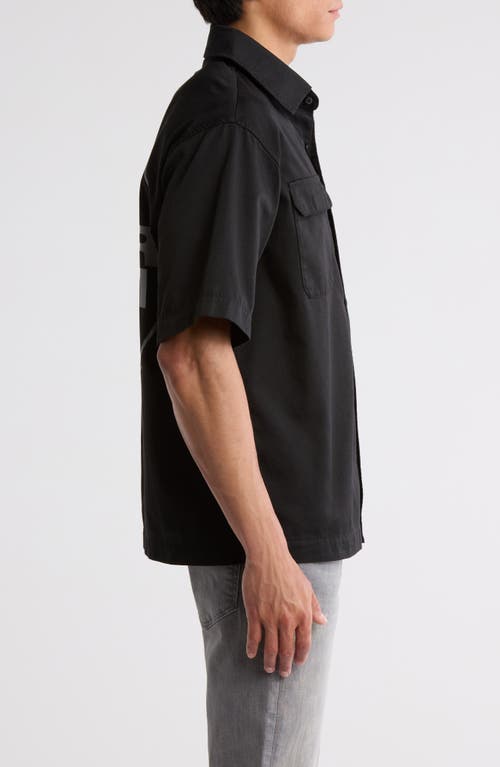 Boiler Room Core Oversize Short Sleeve Button-up Shirt In Black