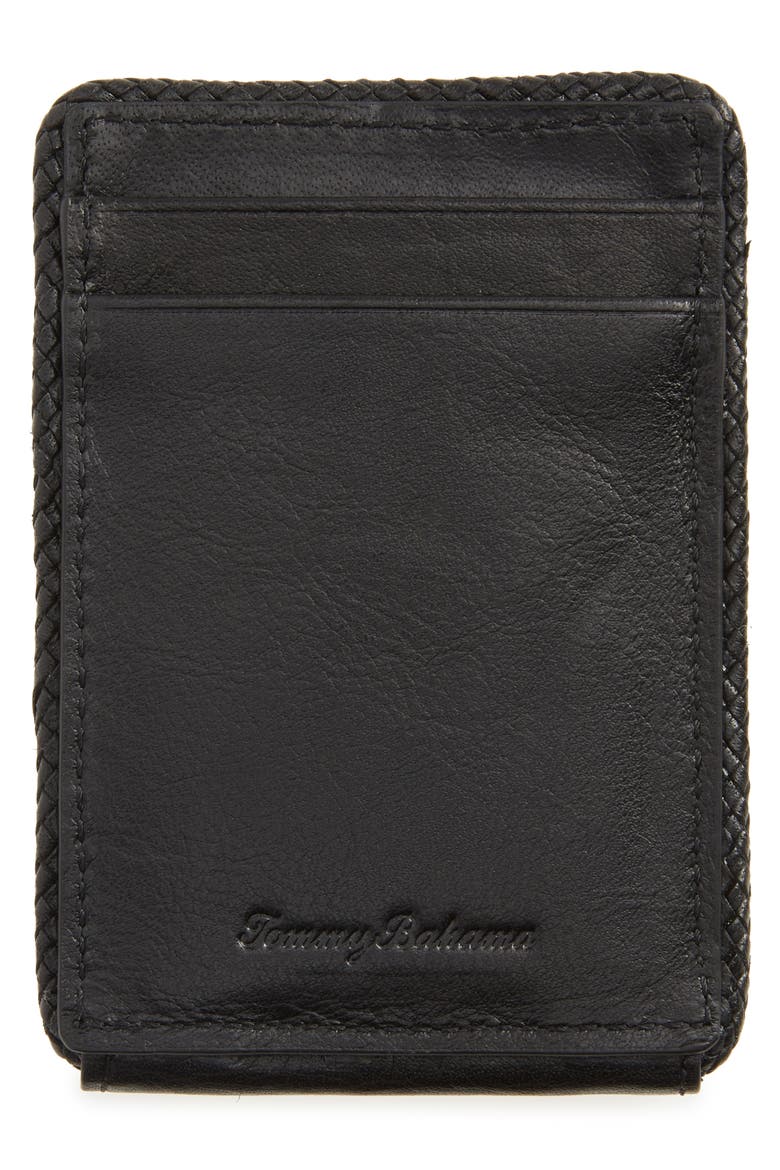 Braided Edge Leather Bifold Wallet, Alternate, color, BLACK