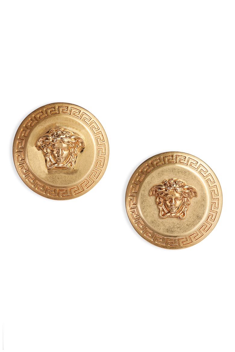 Medusa Stud Earrings, Main, color, TRIBUTE GOLD