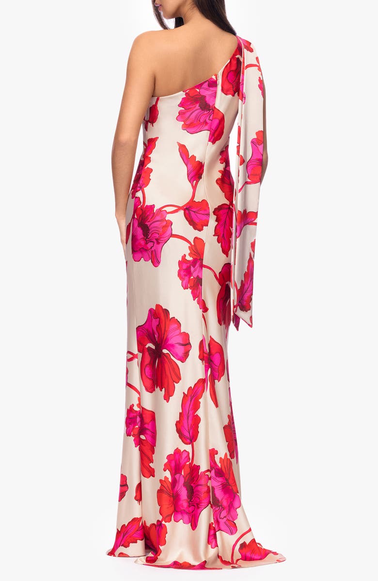 Xscape Evenings Sash One-Shoulder Satin Gown, Alternate, color, 