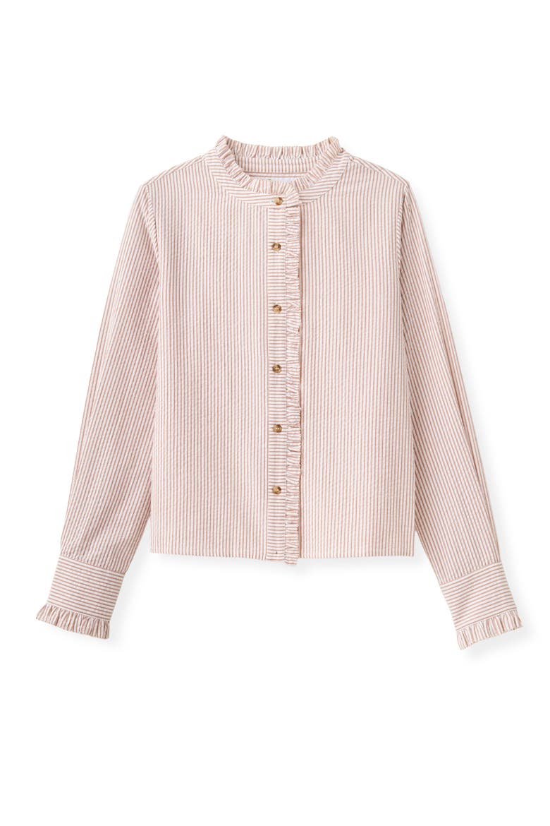 Percy Seersucker Button Up Shirt, Alternate, color, Tan