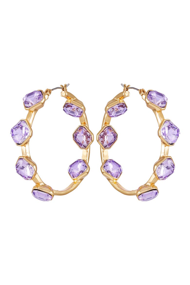 Crystal Hoop Earrings, Alternate, color, GOLDTONE