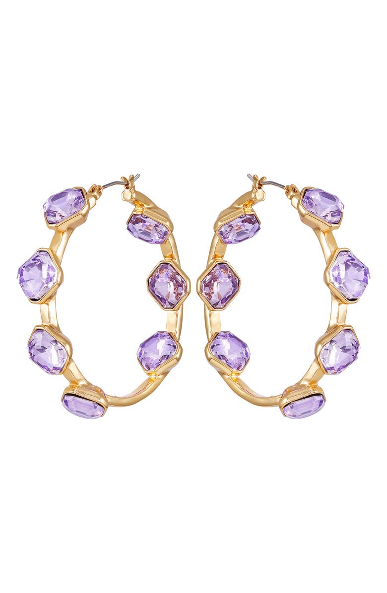 Vince Camuto Crystal Hoop Earrings, Alternate, color, Goldtone