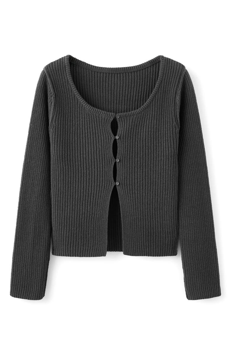 MANGO TEEN Cotton Blend Button-Up Cardigan, Alternate, color, Charcoal