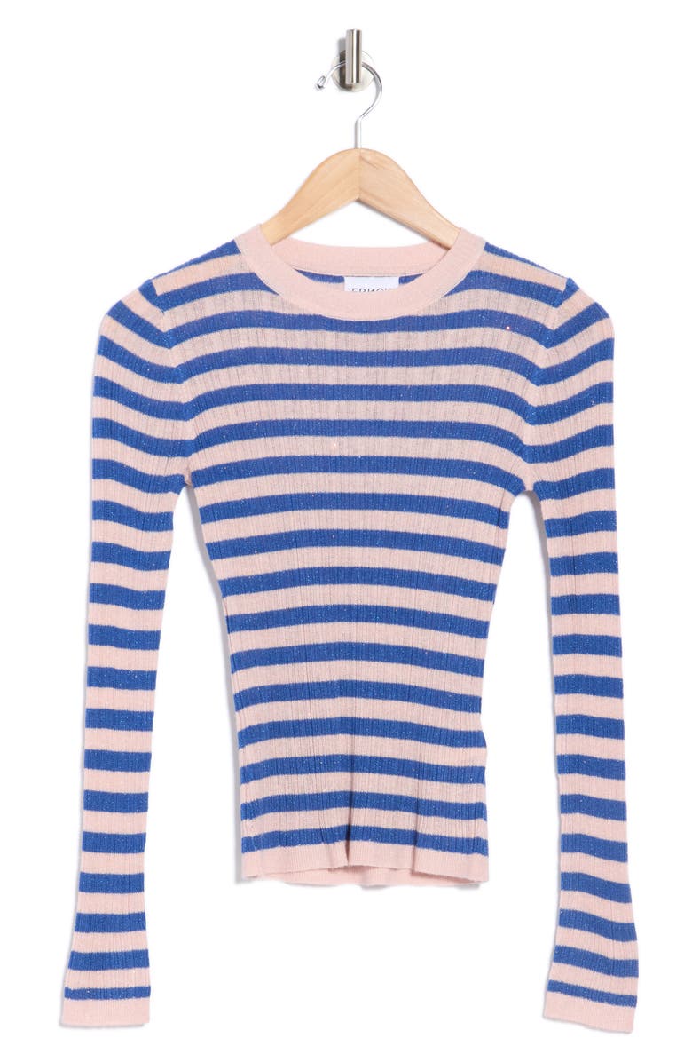 FRNCH Stripe Ribbed Knit Top, Alternate, color, Rose Pale