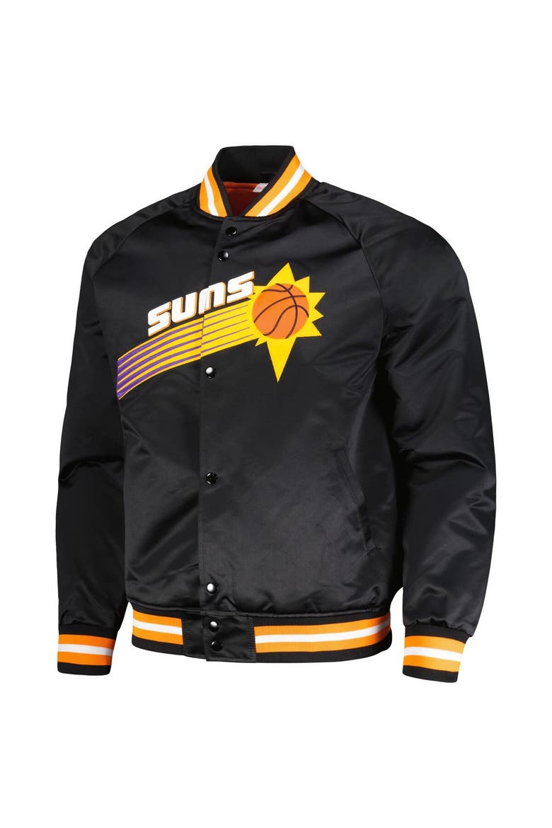 Men's Mitchell & Ness Black Phoenix Suns Hardwood Classics  Throwback Wordmark Raglan Full-Snap Jacket, Alternate, color, Black