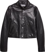 Alexander Wang Curved Sleeve Leather Crop Moto Jacket