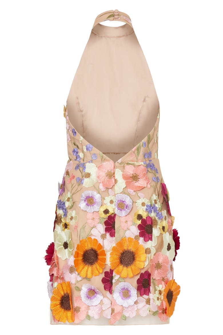 Harriet Floral Embroidery Halter Neck Dress, Alternate, color, BEIGE MULTI