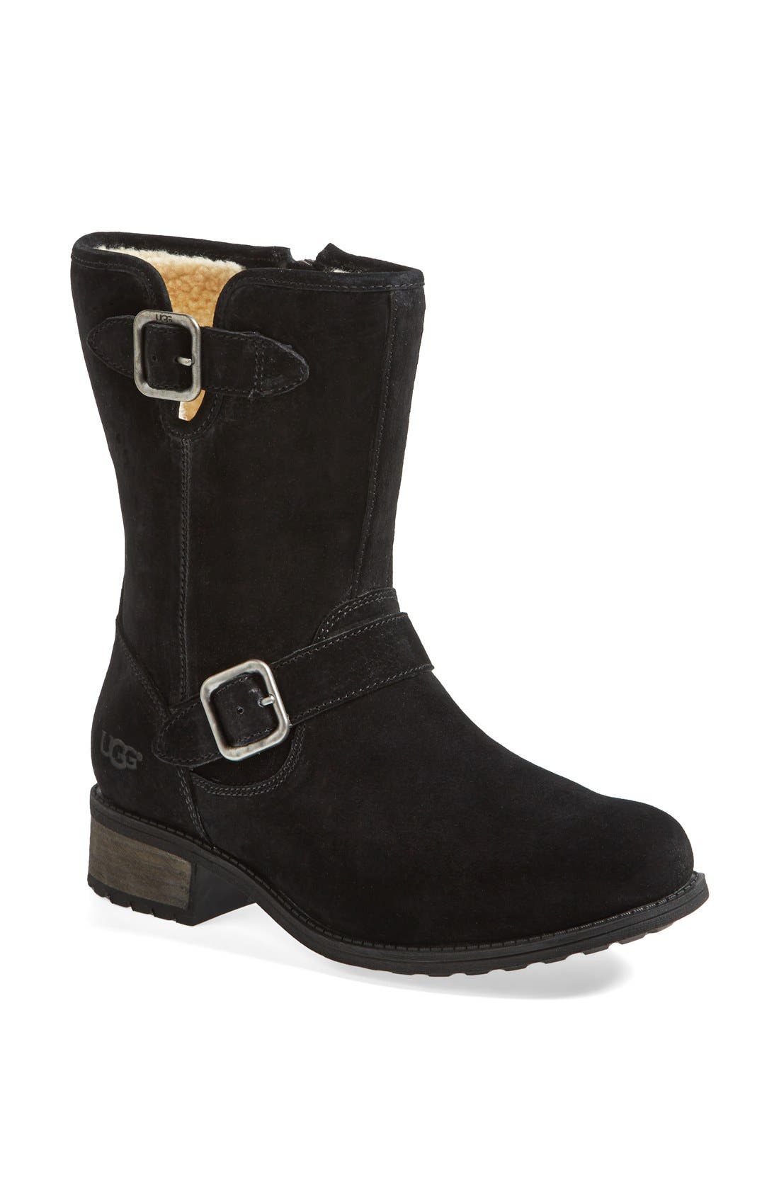 UGG<sup>®</sup> 'Chaney' Water Resistant Suede Moto Boot, Main, color, 