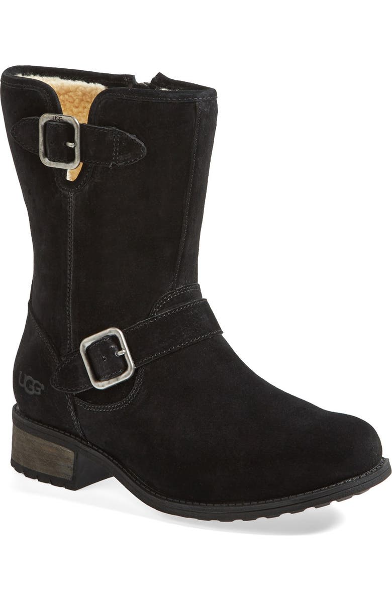UGG<sup>®</sup> 'Chaney' Water Resistant Suede Moto Boot, Main, color,