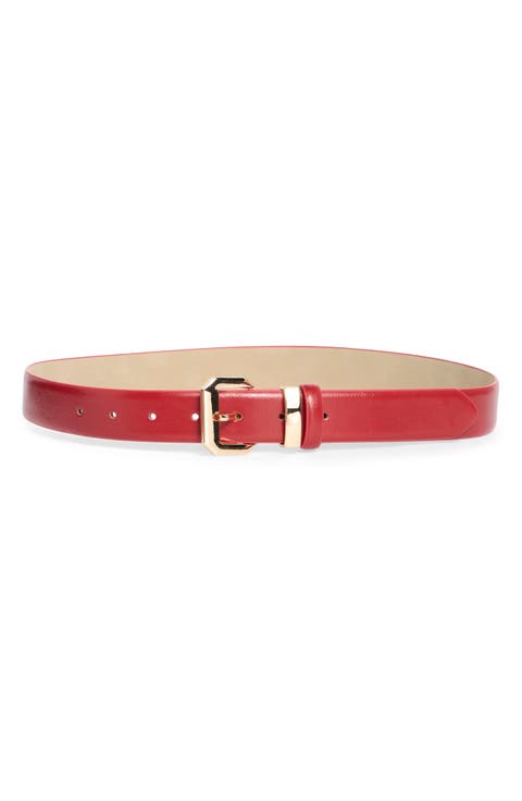 Bevel Edge Buckle Faux Leather Belt