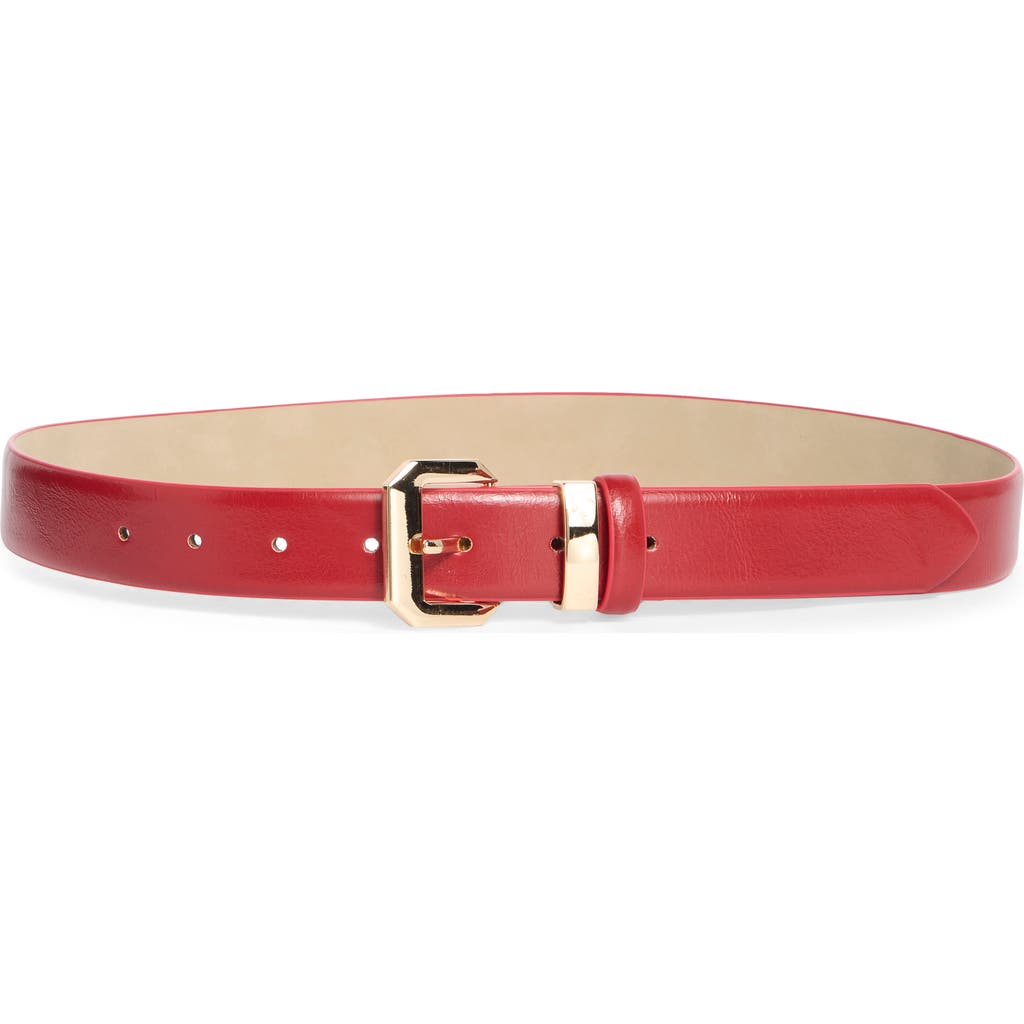 Vince Camuto Bevel Edge Buckle Faux Leather Belt In Red