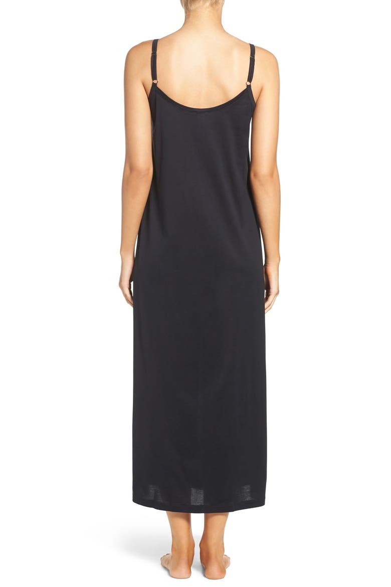Juliet Pleat Neck Cotton Nightgown, Alternate, color, BLACK