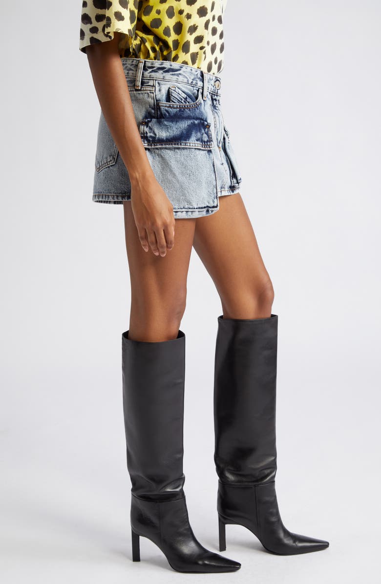 The Attico Fay Denim Cargo Skirt, Alternate, color,