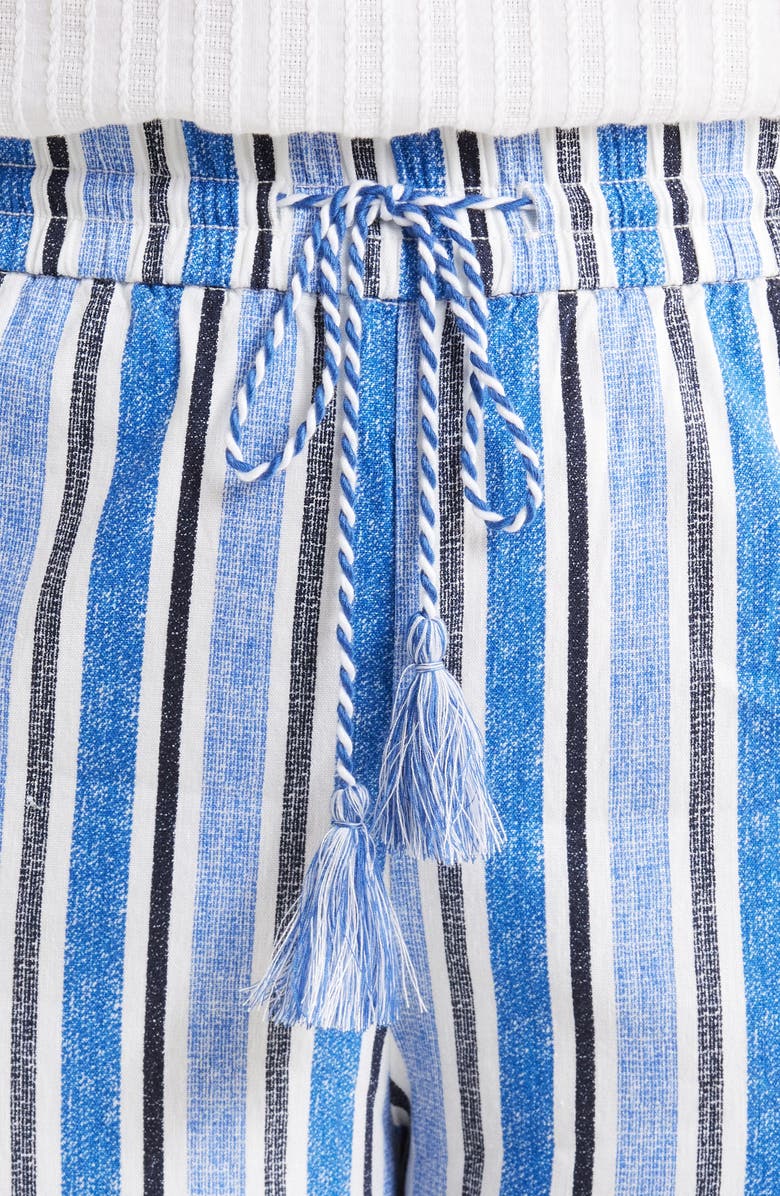 Liverpool Los Angeles Stripe Linen Blend Drawstring Wide Leg Pants, Alternate, color, 
