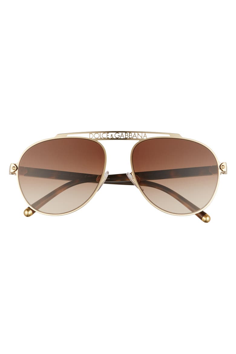 57mm Gradient Pilot Aviator Sunglasses, Alternate, color, GOLD/ BROWN GRADIENT