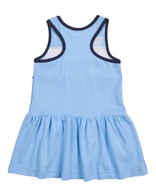 Florence Eiseman Girl's Tennis Ball And Net Embroidered Knit Dress In Light Blue