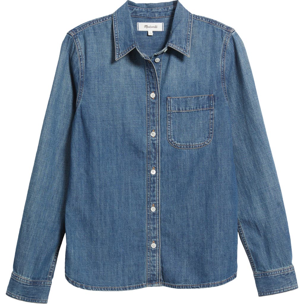 Madewell Denim Tuckable Button-up Shirt In Blue