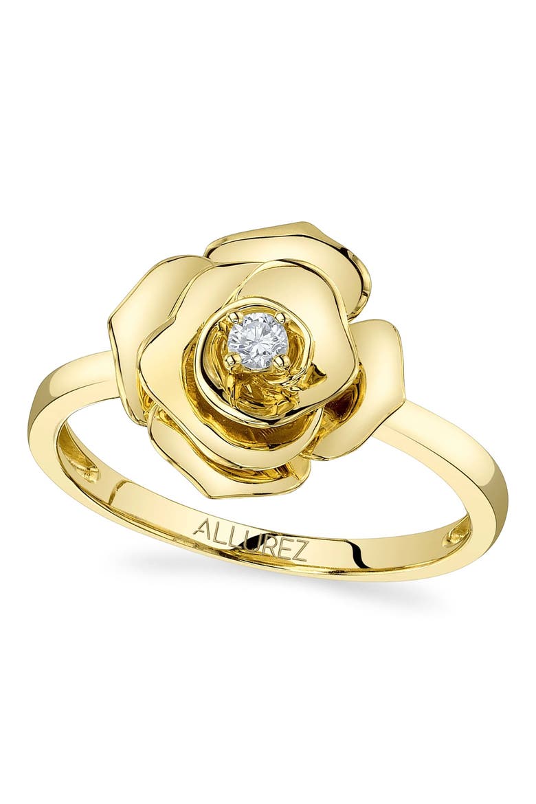 Diamond Flower Ladies Ring 14K, Main, color, 0.06ct/Yellow Gold