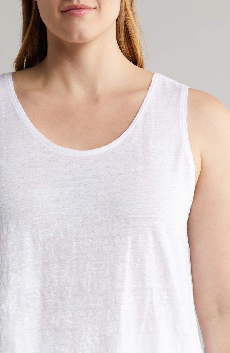 Eileen Fisher Scoop Neck Organic Linen Tank, Alternate, color, White