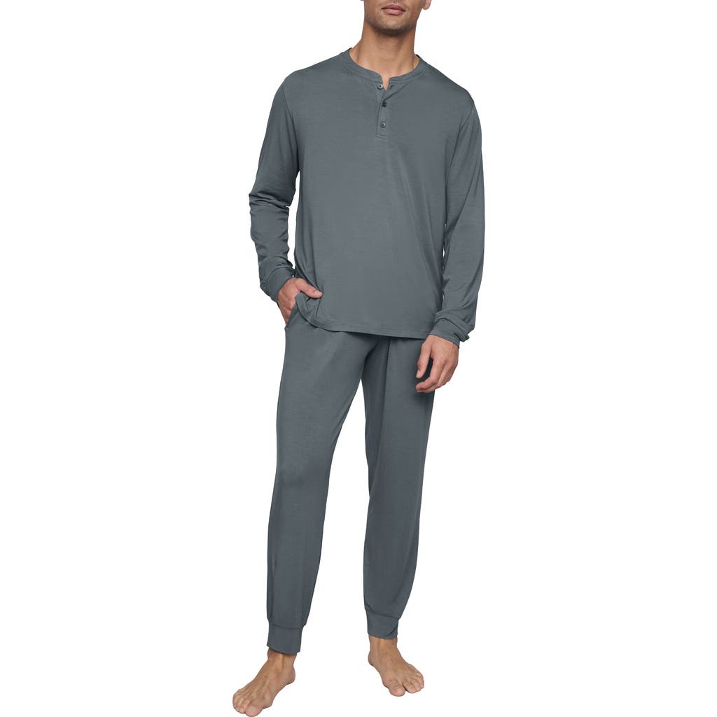 Eberjey Henry 2-piece Henley Pajama Set In Gray