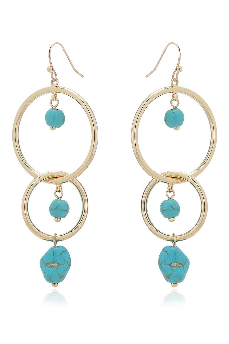 Beaded Double Ring Drop Earrings, Alternate, color, TURQUOISE