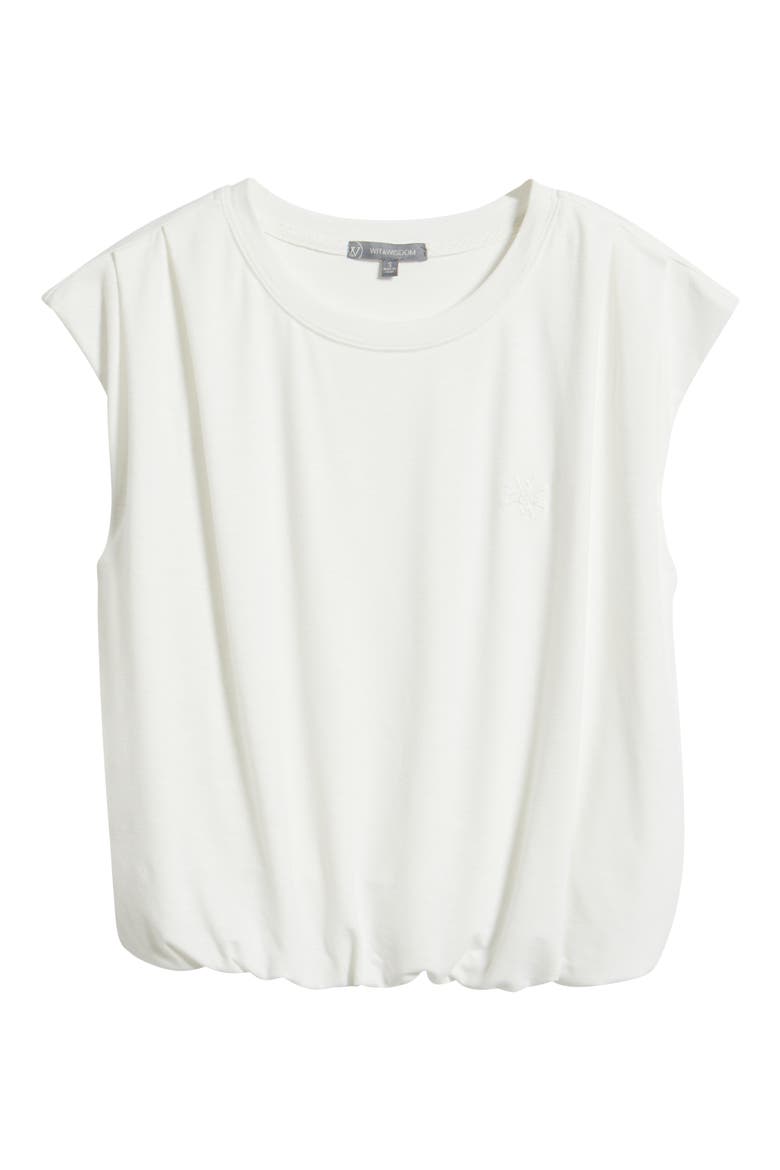 Pleated Cap Sleeve T-Shirt, Alternate, color, OFF WHITE