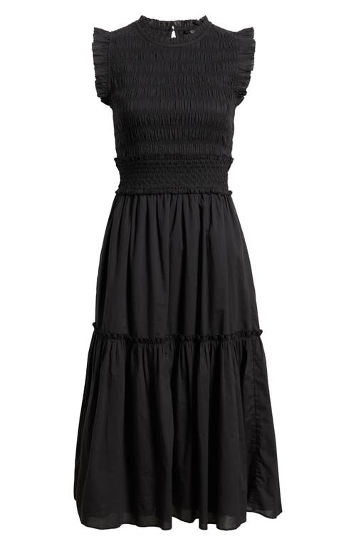 Rails Vivier Smocked Midi Dress In Black