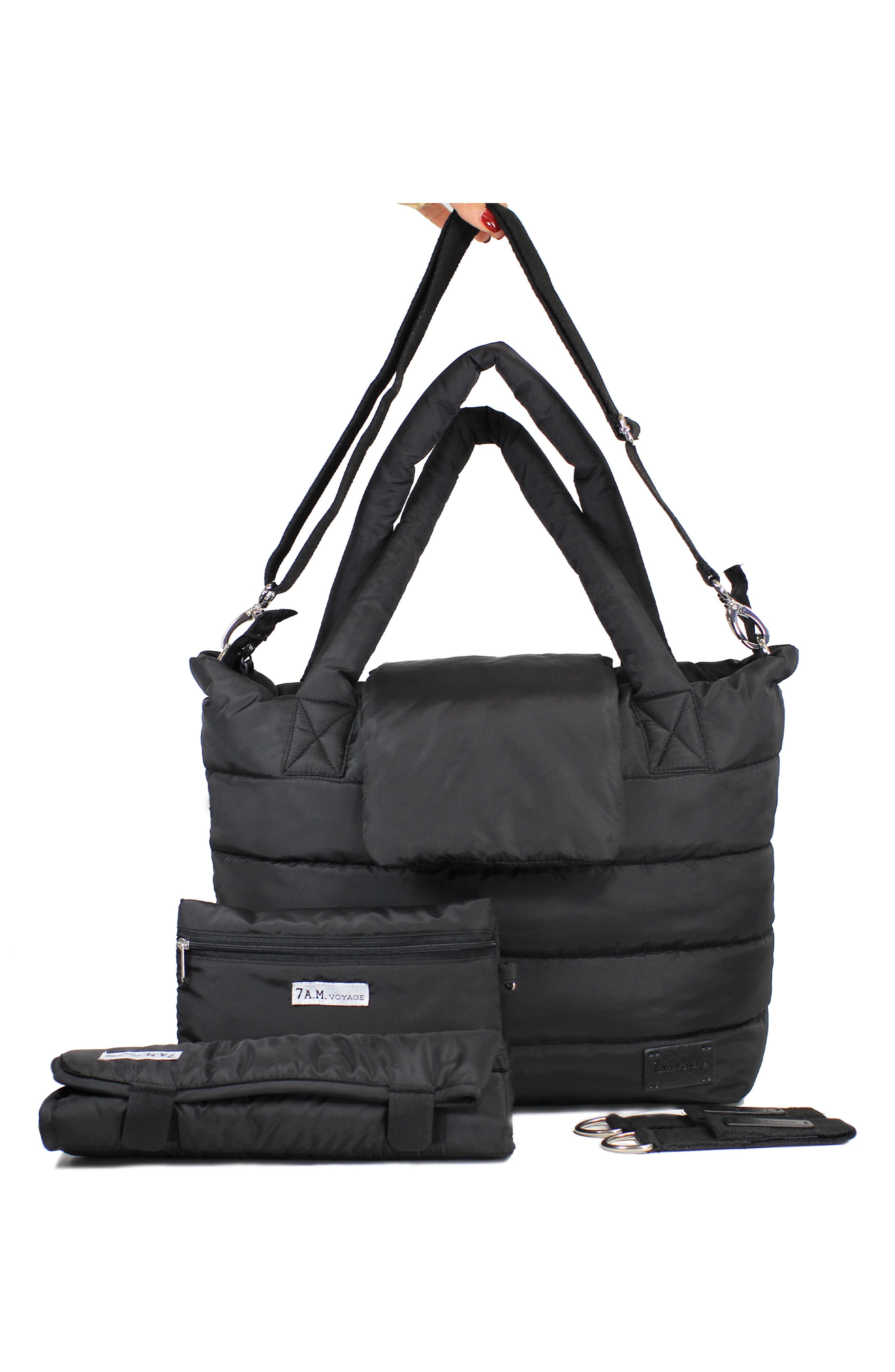 7 A.M. Enfant Capri Quilted Diaper Tote, Alternate, color, Black