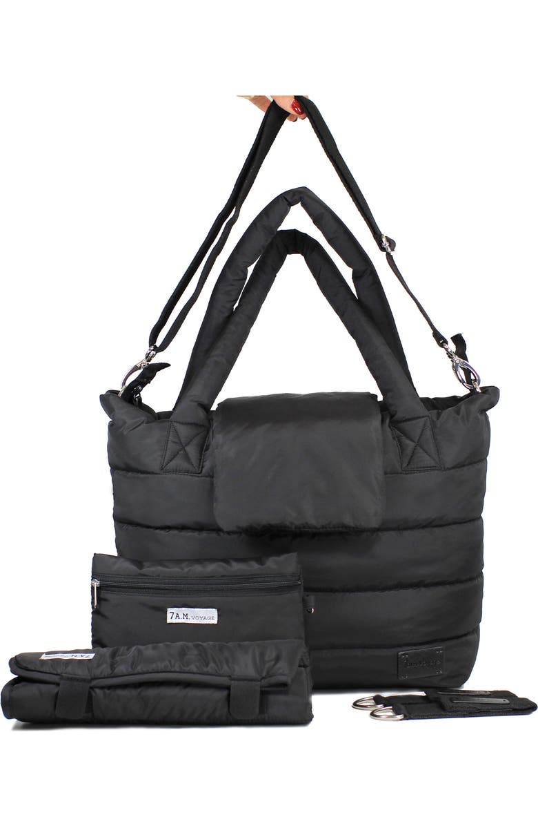 7 A.M. Enfant Capri Quilted Diaper Tote, Alternate, color, Black
