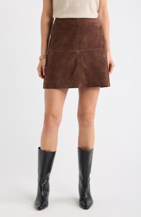 Suede Leather Miniskirt